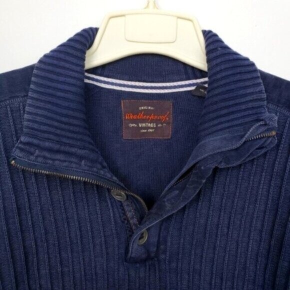 Ribbed Distressed Sweater Unisex Like New Denim like Size L - Picture 5 of 10